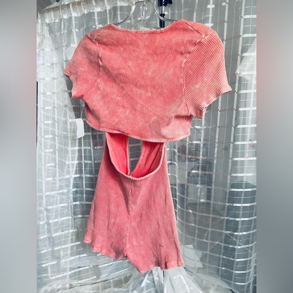 Pink Ribbed Cutout Dress - Picture 3 of 5